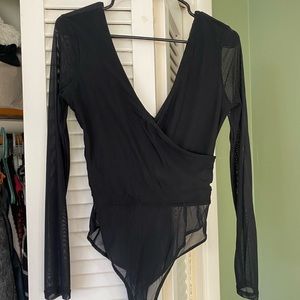 Black Mesh Long Sleeve Bodysuit